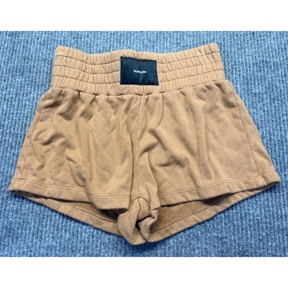 Talentless Womens High Waisted Cotton Sweat Shorts Camel Brown Size S